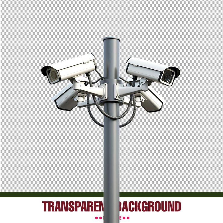 PSD cámaras de vigilancia en el fondo transparente del polo psd