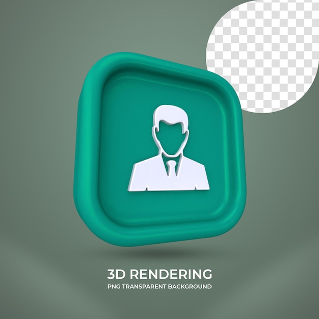 Camarero icono 3d renderizado aislado fondo transparente