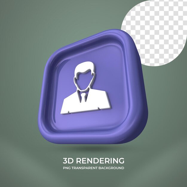 Camarero icono 3d renderizado aislado fondo transparente