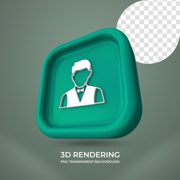 Camarero icono 3d renderizado aislado fondo transparente