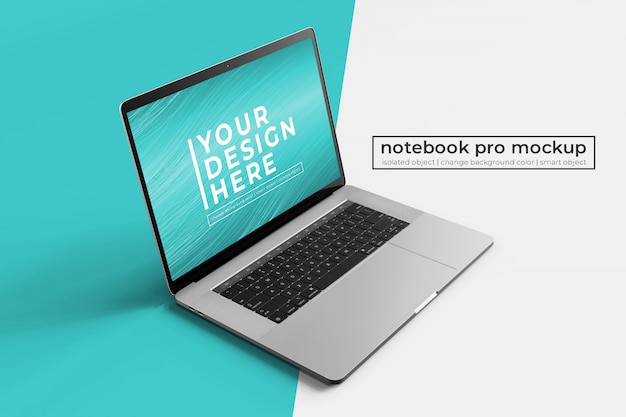 Cambiable Realista Easy Mobile 15 Inch Laptop Pro para maquetas web, UI y aplicaciones en vista frontal izquierda