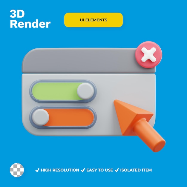 PSD cambiar configuración de elementos de la iu en 3d render