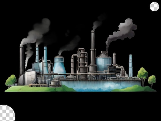 Cambio climático con contaminación industrial png transparente
