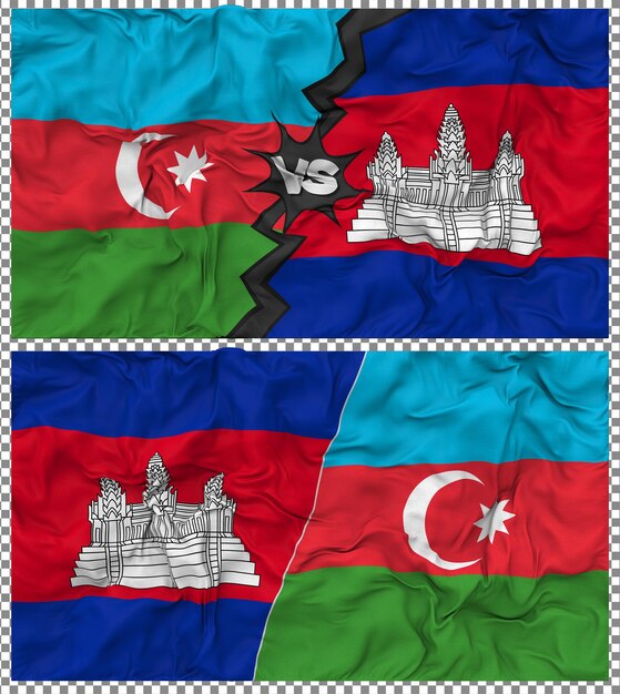 Camboya contra Azerbaiyán Media bandera combinada con textura en 3D