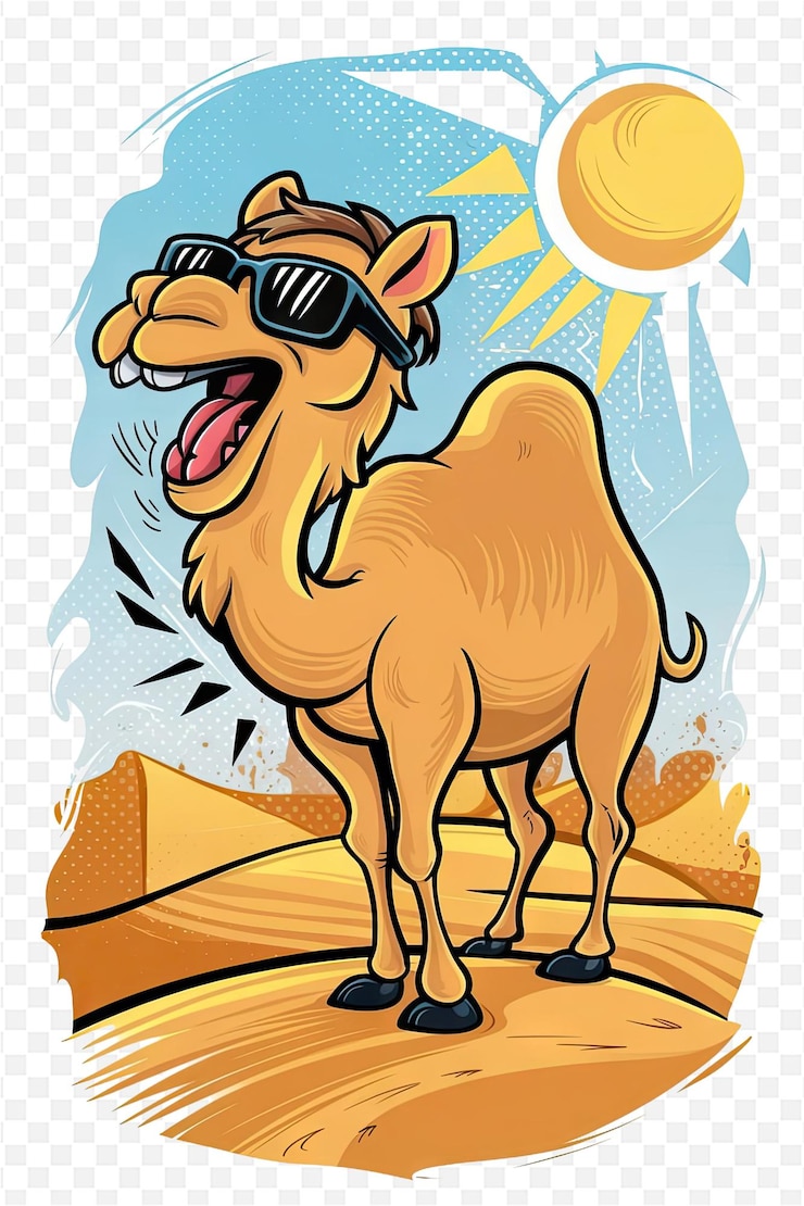 PSD camel with sunglasses on the face