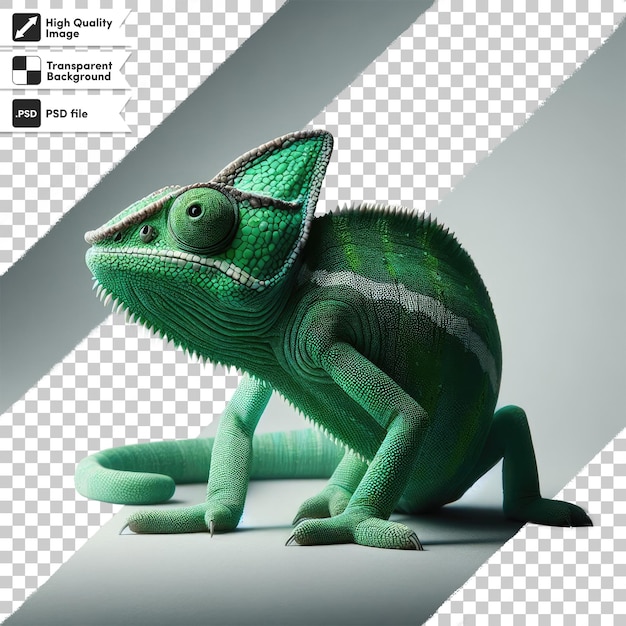 PSD caméléon vert psd sur fond transparent avec couche de masque modifiable