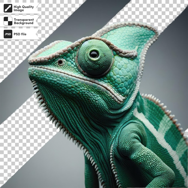 PSD caméléon vert psd sur fond transparent avec couche de masque modifiable