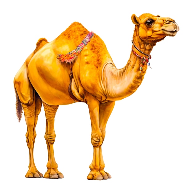 PSD camelo árabe a partir de um salpico de aquarela desenho colorido realista