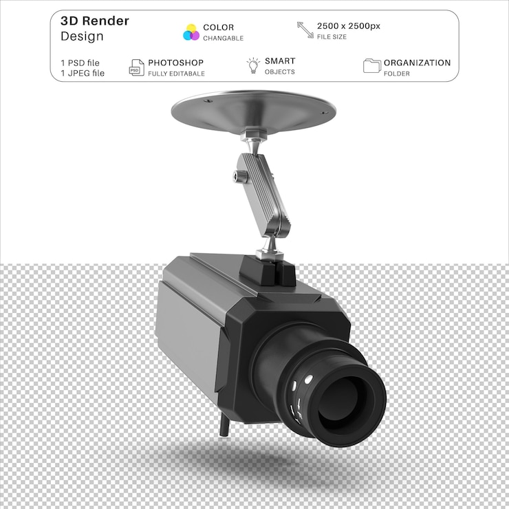 PSD camera cctv modellazione 3d file psd