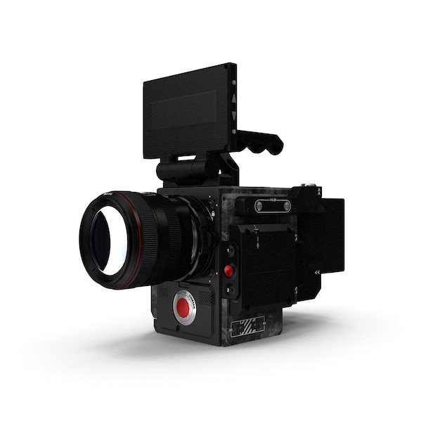 Caméra de cinéma numérique rouge haut de gamme avec objectif et accessoires