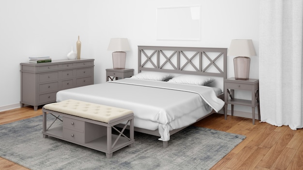 Camera d'albergo o camera da letto in stile classico e mobili eleganti