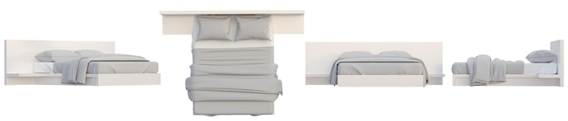camera da letto set da varie angolazioni rendering 3D illuminazione interna umore sfondo trasparente