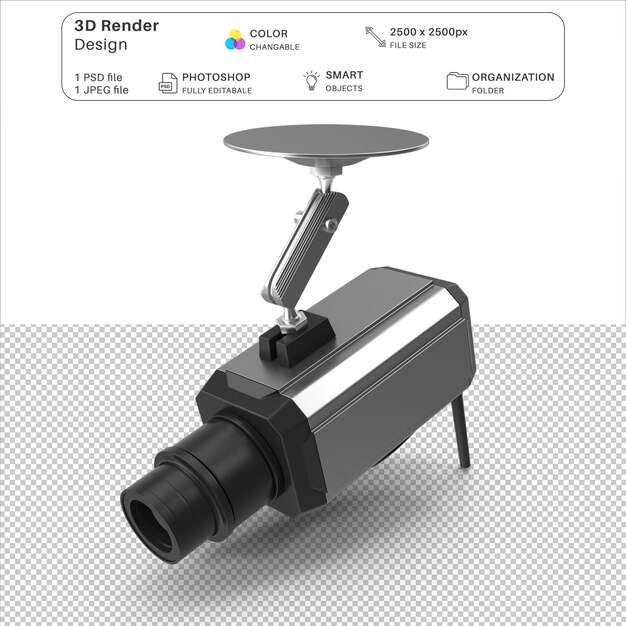 PSD câmera de cctv modelagem 3d psd