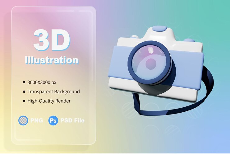 PSD câmera de ilustração de renderização 3d