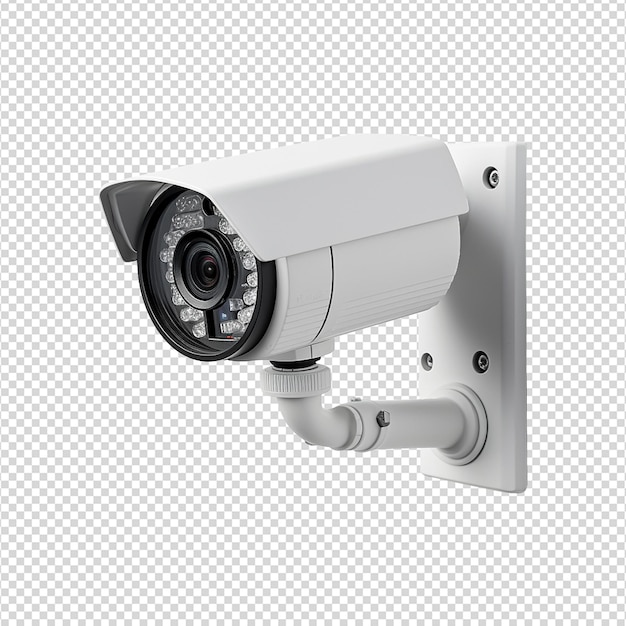 PSD câmera de segurança cctv de montagem em parede isolada em fundo transparente