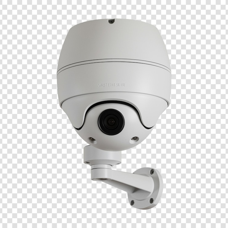 PSD câmera de segurança de cúpula branca com montagem na parede