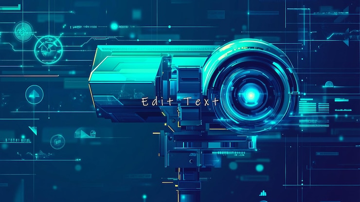 PSD caméra futuriste avec interface numérique