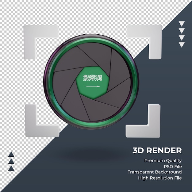 Caméra à Obturateur 3d Drapeau De L'arabie Saoudite Rendu Vue De Face