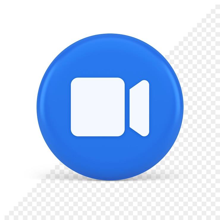 PSD caméra photo vidéo prise de vue création de contenu multimédia bouton bleu icône réaliste 3d