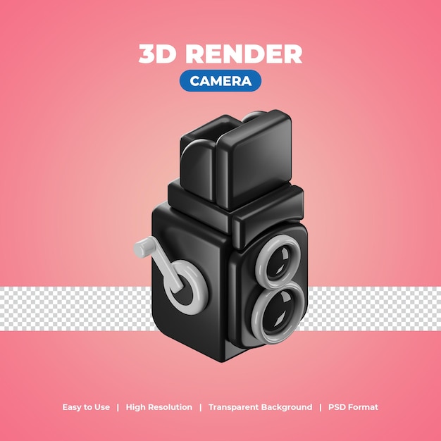 PSD câmera retrô com ilustração de ícone de renderização 3d