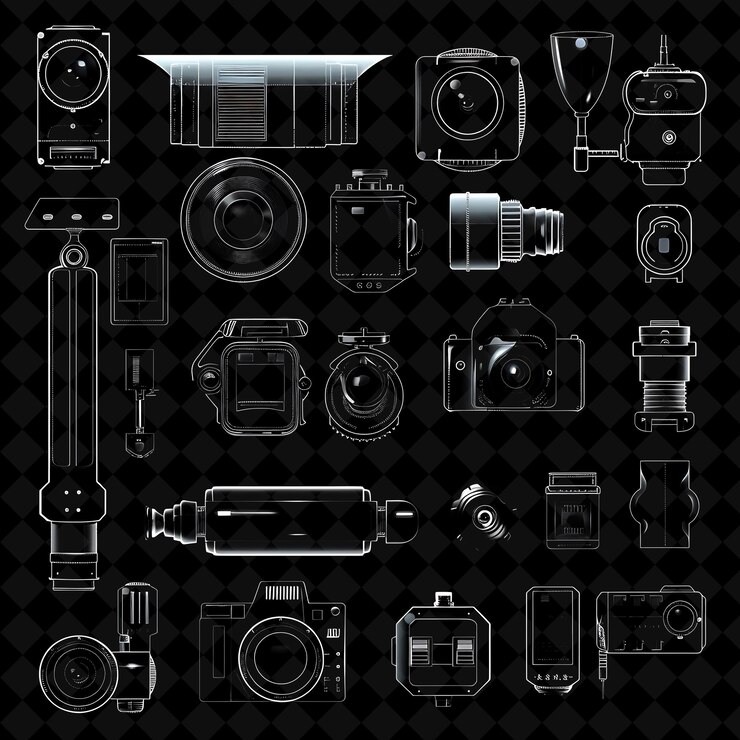 PSD camera spy pixel item com design de espionagem e lente e microfone y2k forma neon coleções de arte de cor