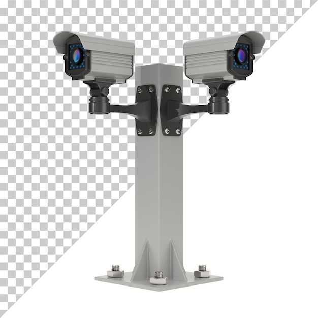 Caméra de surveillance sur fond blanc Illustration 3D isolée