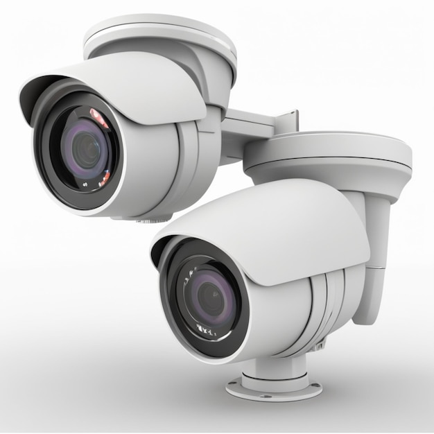 PSD la caméra de vidéosurveillance sur fond blanc