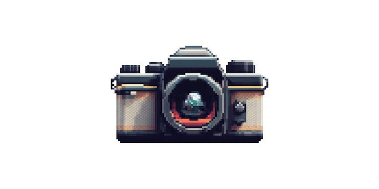 PSD câmera vintage com lente de vista frontal isolada em fundo transparente