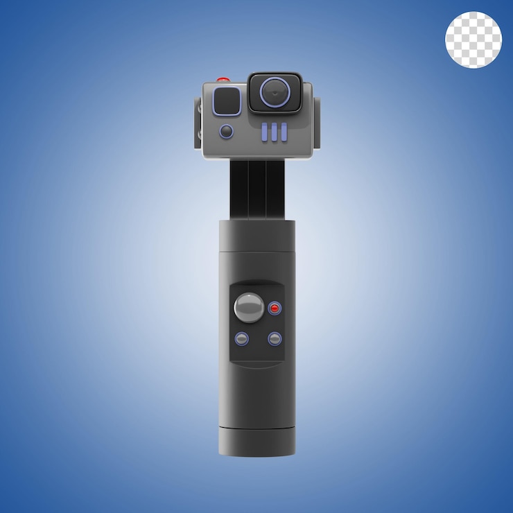 PSD camera with gimbal stabilizer 3d icon and illustration