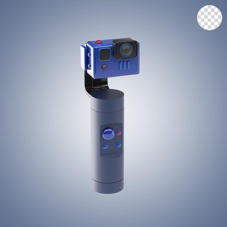 PSD camera with gimbal stabilizer 3d icon and illustration