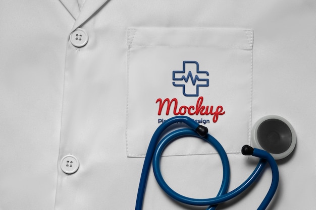 Camice da laboratorio con tasca mock-up etichetta