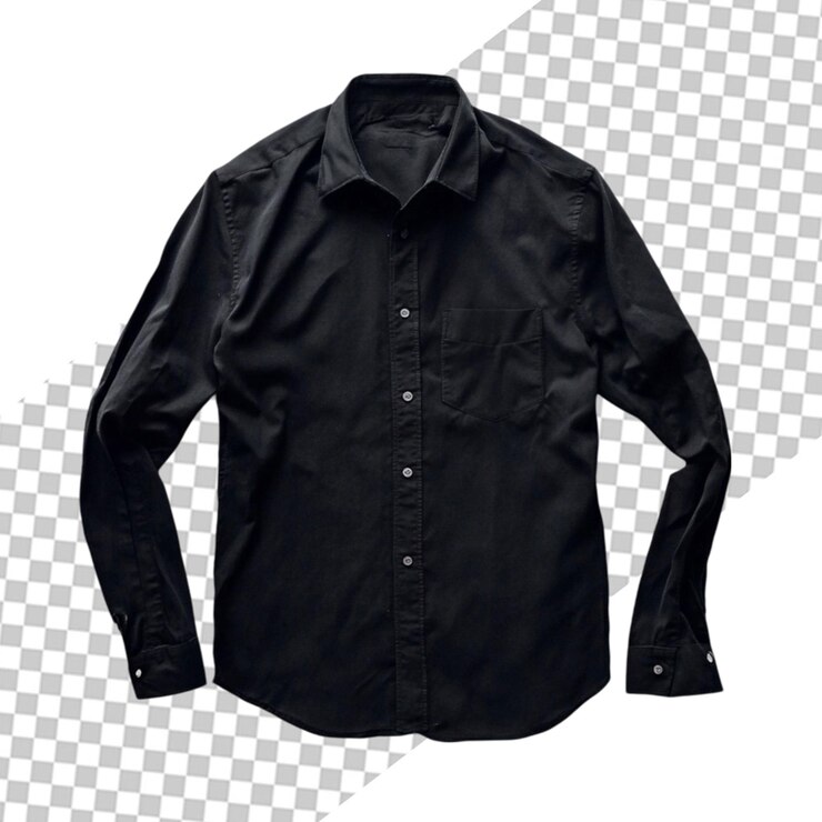 PSD camicetta a maniche lunghe nera classica abbigliamento da uomo abbigliamento di moda vista stile scuro vestito anteriore