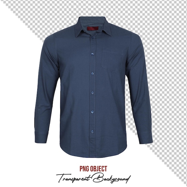 Camicetta blu formale e casual a maniche lunghe isolata su uno sfondo trasparente