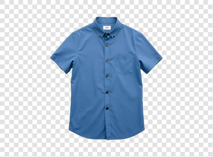 PSD camicia blu con un'etichetta e una camicia blu a sinistra