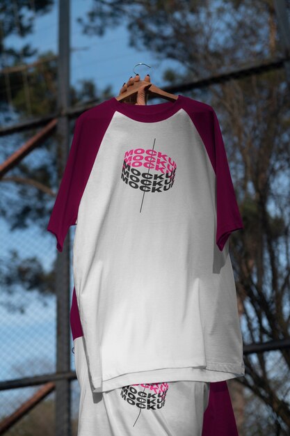 Camicia raglan su appendiabiti in legno