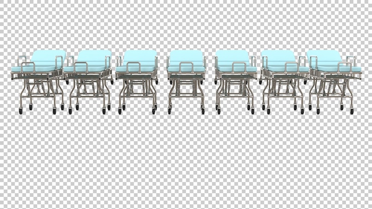 PSD camilla médica para virus epidémico en ilustración de representación 3d de fondo transparente
