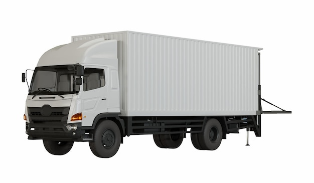 Caminhão de caixa branca para entrega e transporte