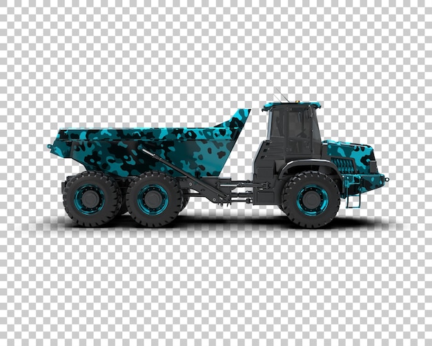 PSD caminhão de descarga articulado isolado em ilustração de renderização 3d de fundo