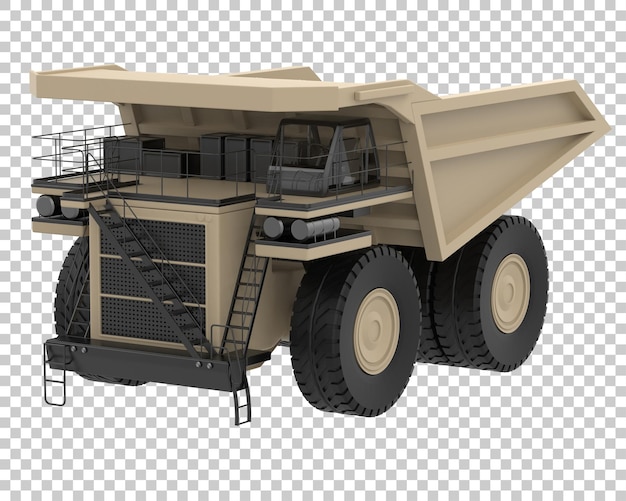 Caminhão de mineração na ilustração de renderização 3d de fundo transparente