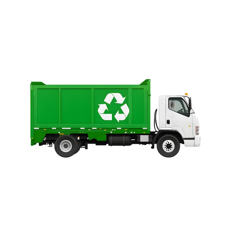 PSD caminhão de reciclagem verde com design ecológico imagem de estoque perfeita para a gestão de resíduos sustaina