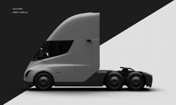 PSD caminhão semi-caminhão totalmente elétrico realista realista isolado da vista lateral esquerda