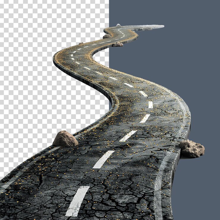 PSD camino de viaje por carretera png aislado en fondo transparente