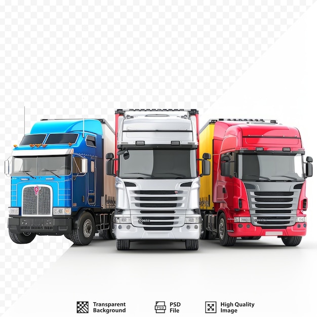 PSD camiões sem reboque isolados em fundo branco isolado envio de carga container entrega de caminhões distribuição armazém importação exportação camiões de carga transporte de carga armazém logística