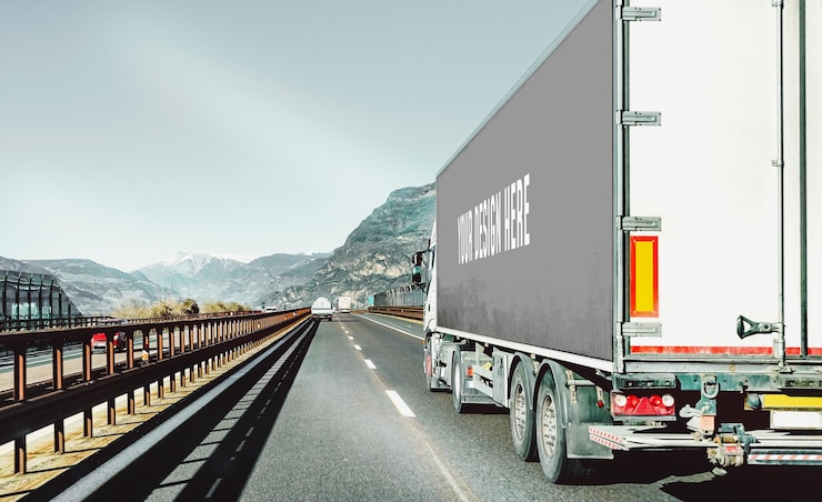 PSD un camion sur l'autoroute