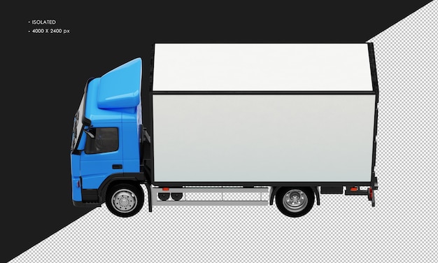 Camión azul realista aislado desde la vista superior izquierda