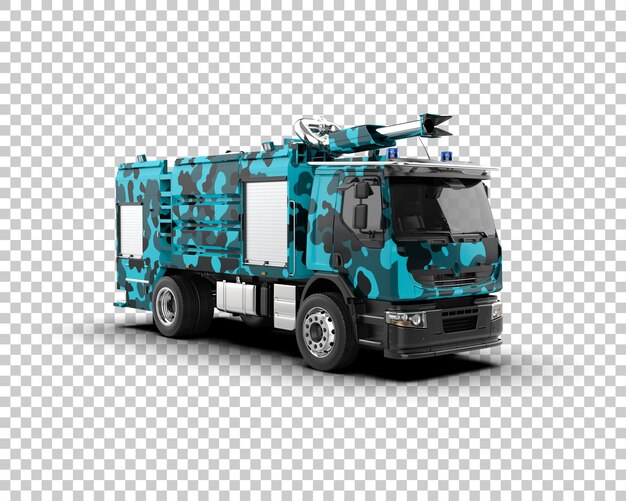 PSD el camión de bomberos aislado en el fondo ilustración de renderización 3d