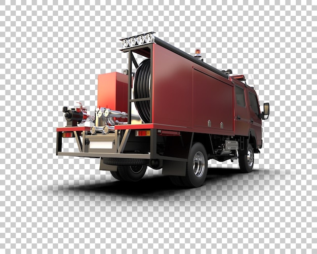 PSD el camión de bomberos aislado en el fondo ilustración de renderización 3d