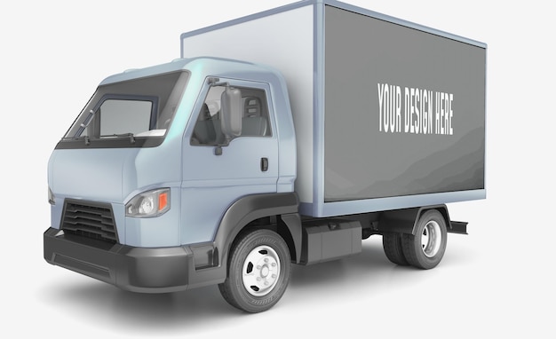 Camión de caja azul para entregas y transporte