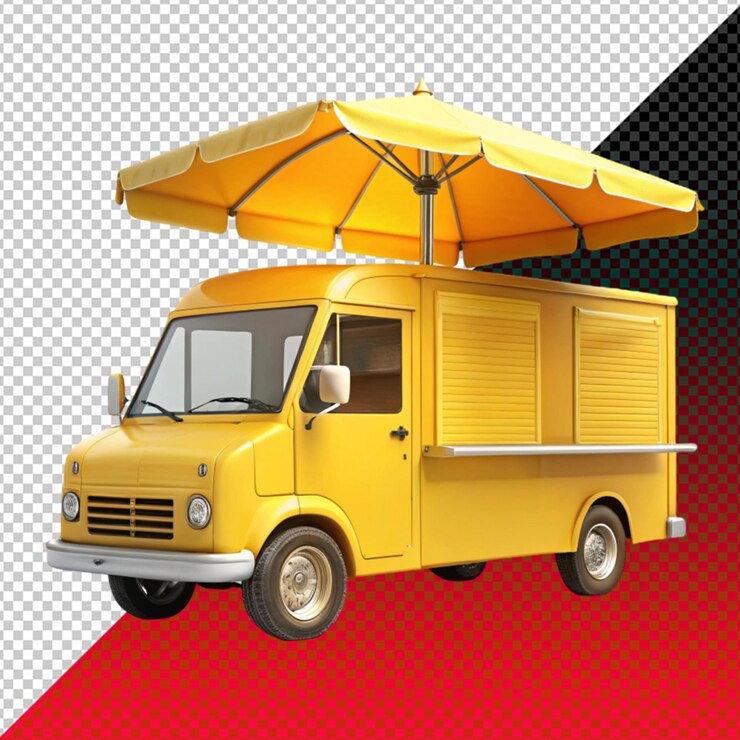 PSD el camión de comida en un fondo transparente