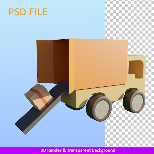 camion di consegna del pacchetto di rendering 3d